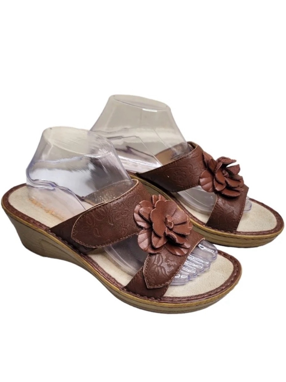Alegria Lana Leather Floral Slide Wedges (European Size: 39 / U.S. 9)(NIB)